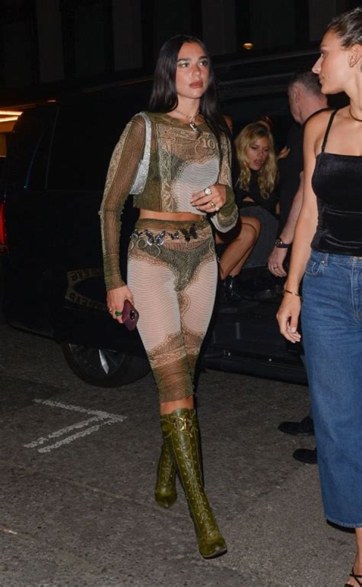 Dua Lipa Rocks Sheer Crop Top & Matching Leggings For Girls’ Night Out: Photos